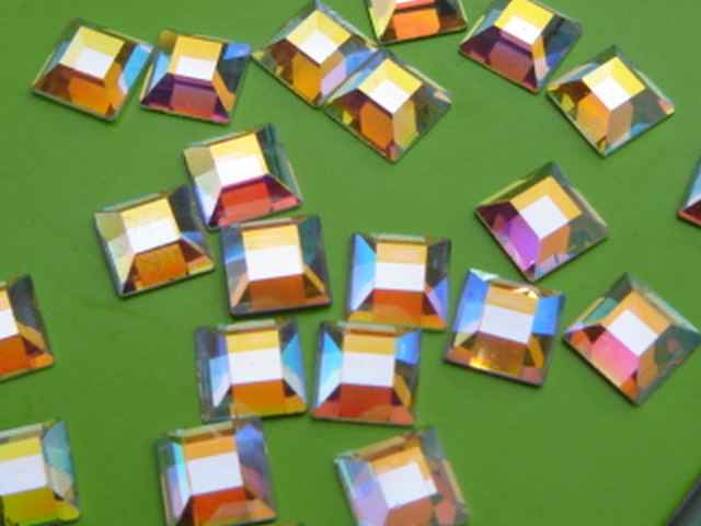 24 pcs SQUARE CRYSTAL AB 6mm Preciosa Maxima Flatback